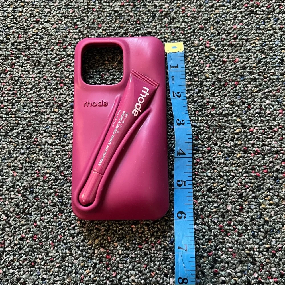 RHODE Raspberry Jelly Peptide Lip Holder iPhone 13 Pro Silicone Cellphone Case